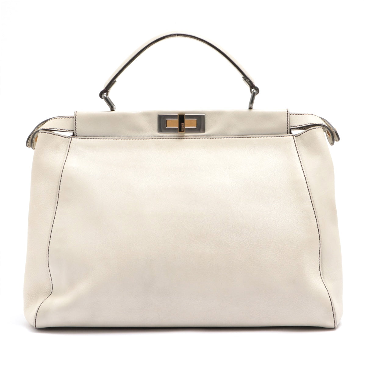 Fendi Peek-A-Boo Large Leather Handbag Ivory 8BN210